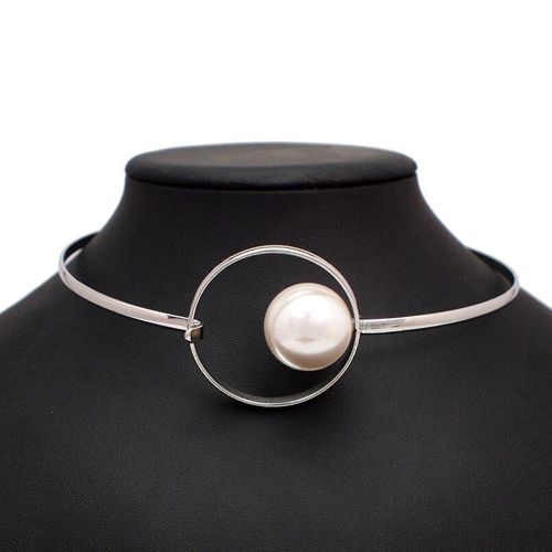 Collier En Métal Pour Femmes, Imitation Perle, Torques, Ras Du Cou, Déclaration, Bavoir, Bijoux Minimalistes, 2020