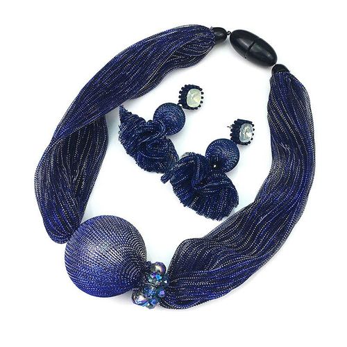 Ensemble De Bijoux En Fausse Perle Pour Femme, Collier Et Boucles D&#39oreilles Ras Du Cou En Soie Et Cristal