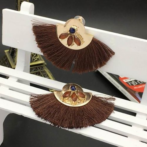 Boucles D'oreilles À Franges En Résine Et Métal Doré Pour Femme, Bijoux Indiens À La Mode
