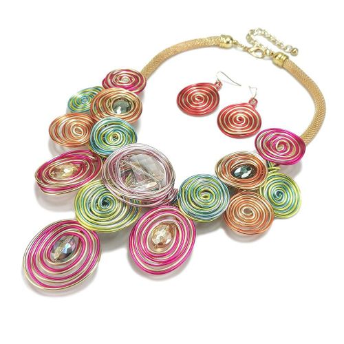 Ensemble De Bijoux Colorés Pour Femmes, Boucles D&#39oreilles Et Pendentifs En Métal, Pour Fête De Mariage