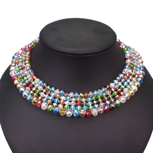 Colliers De Luxe En Cristal Multicolores, Maxi, Ras Du Cou Épais Pour Femmes, Collier De Déclaration, Bijoux À La Mode, Collier Perlé