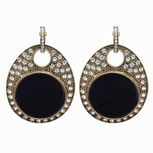 Boucles D'oreilles Géométriques En Alliage Avec Gros Strass, En Acrylique Noir, Bijoux Vintage, Boucles D'oreilles Pour Femmes