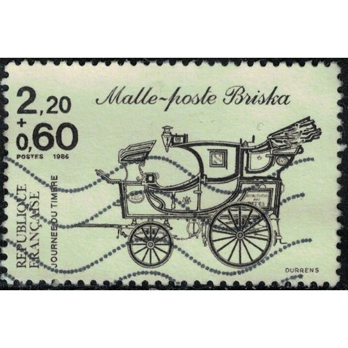 France 1986 Oblitéré Used La Malle Poste Briska Brun Foncé Sur Jaune Clair Y&t 2411 Su
