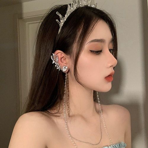 Pince D'oreille En Forme De Papillon Pour Femmes, Design De Mode Coréenne, Luxe, Strass, Élégant, Pompon En Cristal, Sans Piercing, Bijoux Cartilage