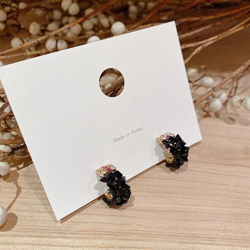 Boucles D'oreilles Rondes En Cristal Noir Pour Femmes Et Filles, Bijoux Élégants Avec Strass, À La Mode, 2020
