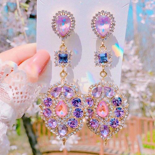 Boucles D'oreilles Vintage Élégantes En Cristal, Goutte D'eau, Ovale, Fleur, Pendentif Pour Femmes, Filles, Bijoux De Luxe En Strass