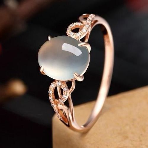 Bague En Or Rose 18 Carats Incrustée De Haute Glace Pour Femme, Bague En Argent Sterling, Jade, Style Chinois, Nouvelle Collection
