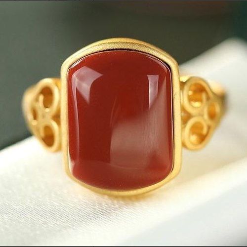 Bague En Porcelaine Argent Émail Agate Jade Palace Rétro Grand Creux Bord Nuage De Bon Augure Tempérament Vent Froid Pour Femmes, Nouvelle Collection