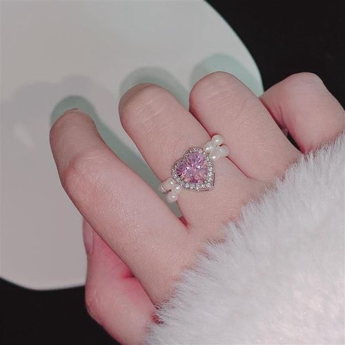 Bagues En Perles Élastiques Élégantes Pour Femmes Et Filles, Bijoux Rose À La Mode, Cadeaux, Vente En Gros