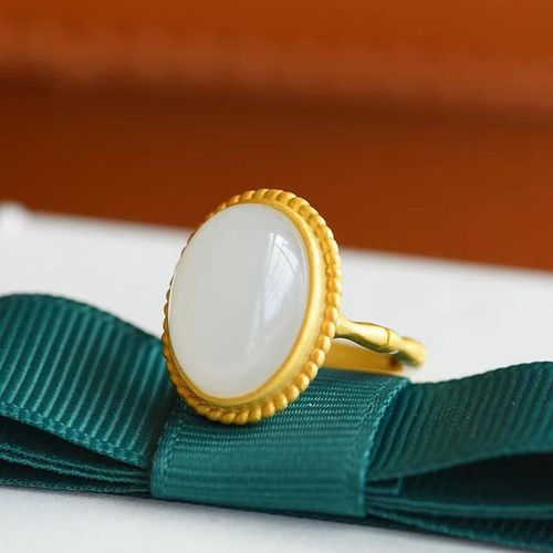 Bague En Calcédoine Naturelle Pour Femmes, Anneau Ajustable, Ouvert Ovale, Unique, Chinois, Or, Artisanat Antique, Breloque, Vent Frais, Bijoux Pour Femmes