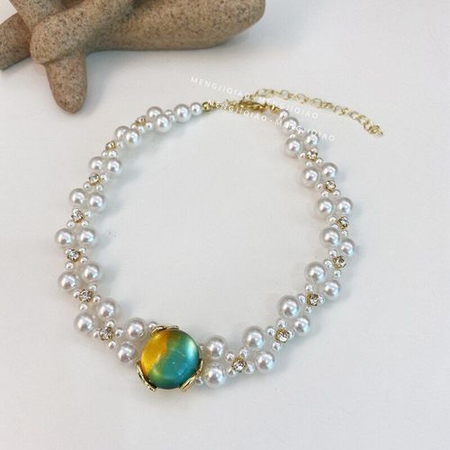 Collier Ras Du Cou En Cristal Pour Femmes Et Filles, Vintage, Vert, Rond, Élégant, Perles, Brin, Tendance, Bijoux De Mariage, 2021