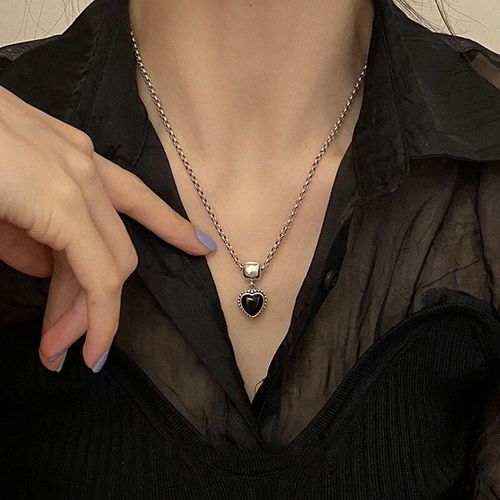 Collier Avec Pendentif En Forme De C¿Ur En Métal Argenté Pour Femmes, Chaîne À Maillons, Tendance, 2021