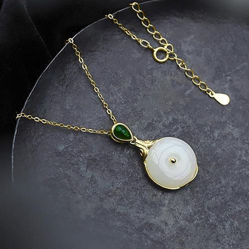 Pendentif En Argent Incrusté De Jade Blanc Hétian Naturel, Collier De Style Chinois Rétro, Design Léger De La Religion, Bijoux De Luxe Pour Femmes