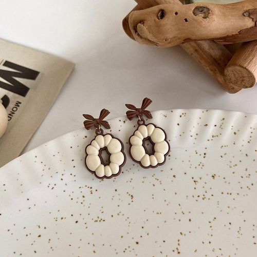 Boucles D'oreilles En Forme D'ours Pour Femmes, Vente En Gros, Couleur Marron Café, Mignon, Forme Carrée, Géométrique, Bijoux