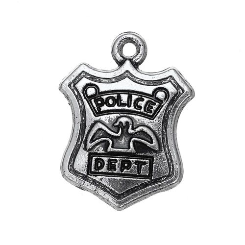 Badge Tibétain Argenté, 14.5x19mm, Pendentif Du Département De La Police, En Métal, Lot De 20 Pièces, Vente En Gros
