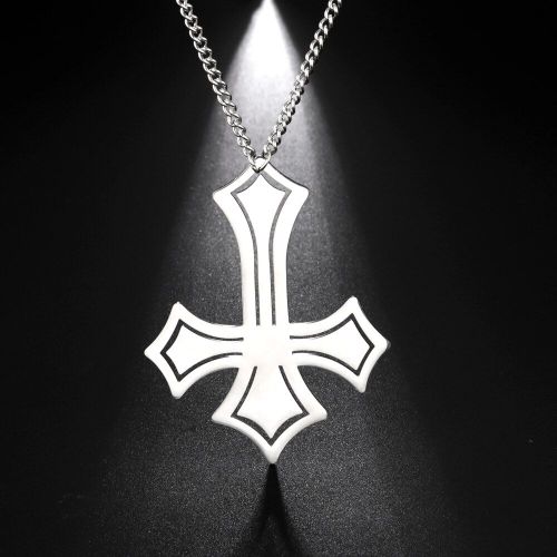 Myshape Collier Gothique En Acier Inoxydable Pour Homme, Croix Inversée, Crucifix Inversé, Anit Christ, Religion Satanique, Bijoux