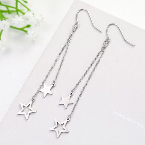 Boucles D'oreilles Longues En Acier Inoxydable, Formes Géométriques, Étoile, Pendentif De Mariage, Bijoux