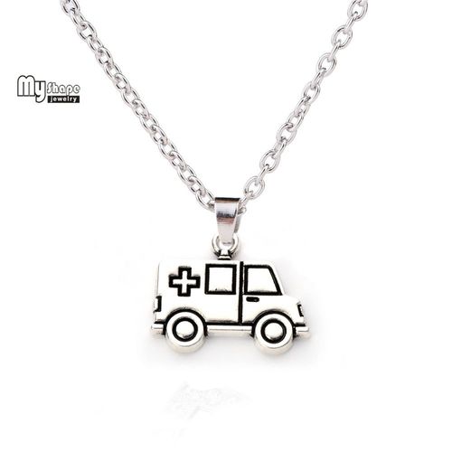 Collier D'ambulance De Voiture En Argent Plaqué Antique, Pendentif, Bijoux À La Mode Pour Enfants Et Infirmières, Cadeau