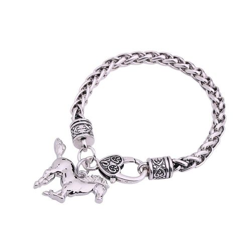 Bracelet En Forme De Cheval Plaqué Argent, Breloque Épaisse, Chaîne De Blé, Tendance, Pour Hommes, Pendentifs, Bijoux Pour Femmes