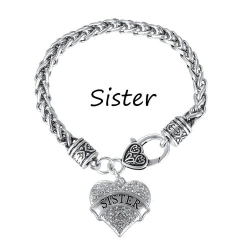 Bijoux D'amitié En Cristal Plaqué Argent, C¿Ur S¿Ur, Pour Adolescentes, Cadeau De Noël, Bracelets Porte-Bonheur