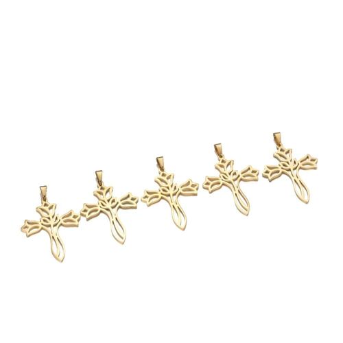 Lot De 5 Breloques Creuses En Forme De Fleur De Rose, Pour La Fabrication De Bijoux, En Acier Inoxydable, Vintage, Accessoires De Collier
