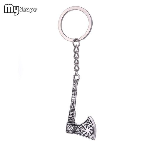 Porte-Clés Avec Roue Solaire En Forme De Hache, Amulette Viking Vintage, Antique, Argenté, Pendentif De Voiture Pour Hommes, Norse 2019