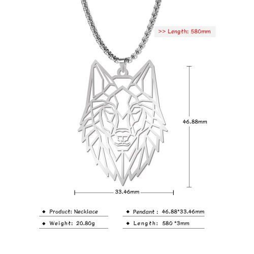 Myshape Collier Loup Pour Hommes Et Femmes, En Acier Inoxydable, 316l, Chaîne À La Mode Pour Hommes, Bijoux Punk, Cadeau De Noël