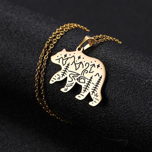 Myshape-Collier Pour Hommes, Bijou D'extérieur En Acier, Couleur Or Ou Argent, Bijou D'extérieur En Forêt, Lapin, Oiseau, Ours, Aigle, Renard, Loup