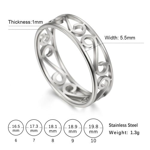 Bague En Filigrane Pour Femmes, Vintage En Acier Inoxydable, Ajourée, Couleur Or Rose, Cadeau D'anniversaire