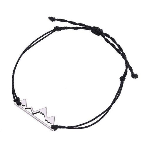 Bracelet En Métal Argenté Pour Femme, Breloque De Montagne, Couleur Rouge Noir, Cordon De Cire Multicolore, Bijoux Faits À La Main