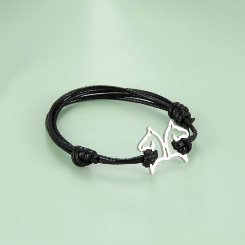 My Shape Bracelets Cheval En Acier Inoxydable Pour Hommes Et Femmes, Corde De Cire Rouge Noire, Chaîne Réglable, Bijoux De Poignet À La Mode, Cadeau