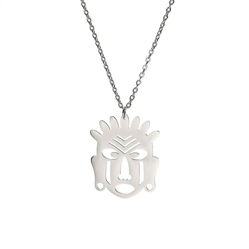 Collier En Acier Inoxydable Pour Femme, Masques Africains, Style Tribal, Couleur Or, Argent, Noir, Pendentif, Bijoux, Cadeau