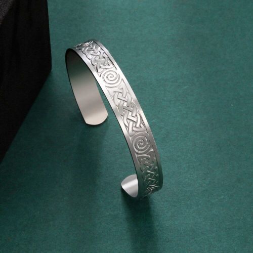 My Shape Bracelets En Acier Inoxydable Pour Hommes Et Femmes, Réglable, Ouvert, Avec N¿Ud Celtique, Noir, Argent, Bijoux Vintage