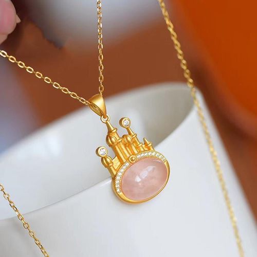 Collier Pendentif Château En Cristal Rose Original Pour Femmes, Nouveau Design De Style Ethnique Chinois Rétro, Cadeau De Noël Ou D'halloween