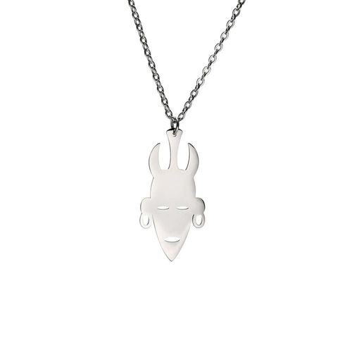 Collier Avec Masque Africain, En Acier Inoxydable, Noir, Style Tribal, Ethnique, Africain, Argenté, Doré, Bijoux À Breloques