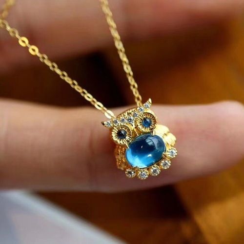 Pendentif Hibou En Topaze Pour Femmes, Collier Unique, Élégant, Romantique, Unique, Breloque Artisanale En Or Antique, Bijoux En Argent