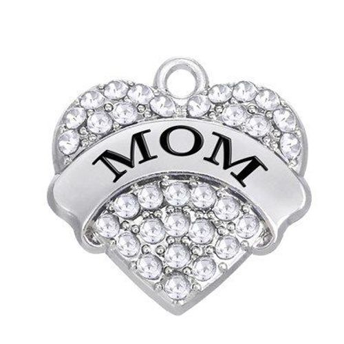 Pendentif Coeur En Alliage De Zinc Plaqué Rhodium, 3 Pièces, Cadeau Pour Maman, Rose Clair Et Bleu, Breloque En Cristal