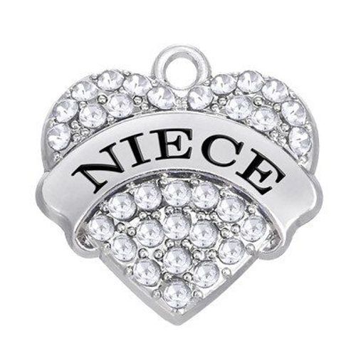 Pendentif En Alliage De Zinc Plaqué Rhodium, 5 Pièces, Breloque En Cristal Rose Clair Et Bleu, Meilleure Nièce De Famille