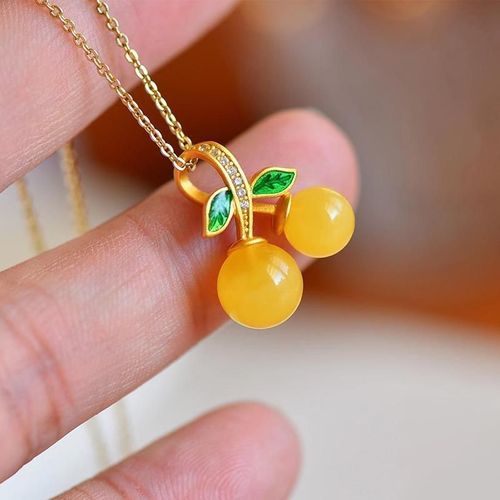 Collier De Créateur En Or Incrusté De Citrine Et De Cerise Pour Femme, Pendentif Original, Bijou Élégant Et Beau, Nouvelle Collection