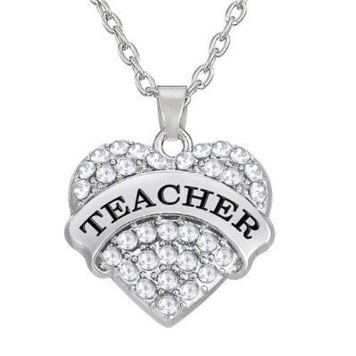 Collier Avec Pendentif C¿Ur En Cristal Rose Pour Femme, Bijou De Remise De Diplôme Ou Cadeau De La Journée Des Enseignants