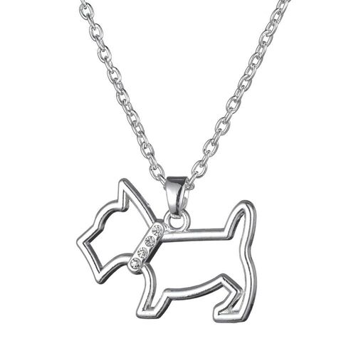 Collier D'anniversaire Pour Filles, Plaqué Argent, Motif Animal De Compagnie, Chien Avec Pierre De Cristal