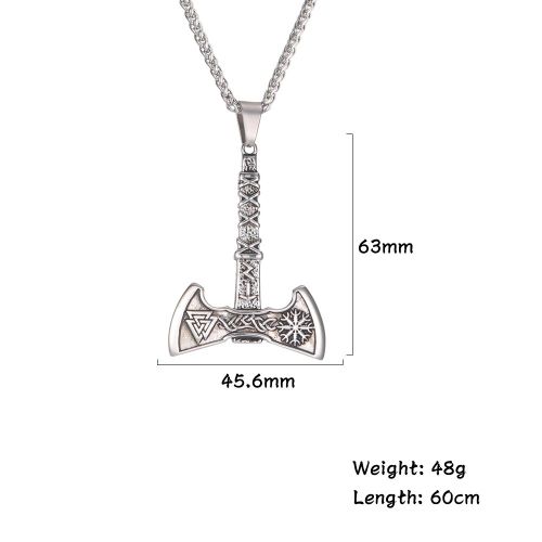 Collier Avec Pendentif Axe Viking Pour Hommes Et Femmes, En Acier Inoxydable, Couleur Argent, Bijoux Religieux, Vintage, Cadeau