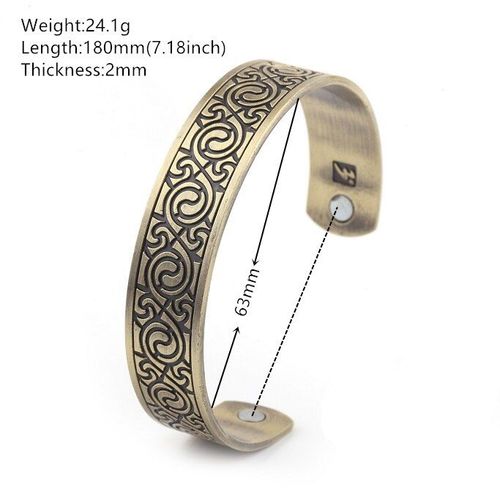 Bracelets De Fitness En Alliage De Zinc Pour Hommes, Bijoux Vintage, 8 Diagrammes De Fleur, Laiton Antique, Ton Magnétique