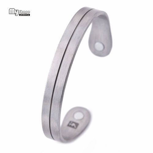 Bracelet Argenté Pour Hommes, Oxydé Pour Un Look Ancien, Manchette De Ligne, Bracelets Magnétiques Unisexes Avec Finition Brossée