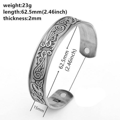 Bracelet À Manchette Magnétique Réglable Pour Homme Et Femme, Bijou Viking, Plaqué Argent Indien, Phénix