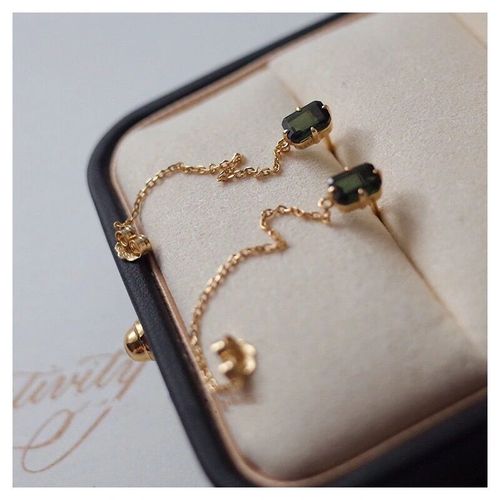 Boucles D'oreilles En Argent Incrusté De Cristal Vert, Nouvelles, Originales, Esthétique Japonaise, Petits Et Élégants Bijoux Pour Femmes