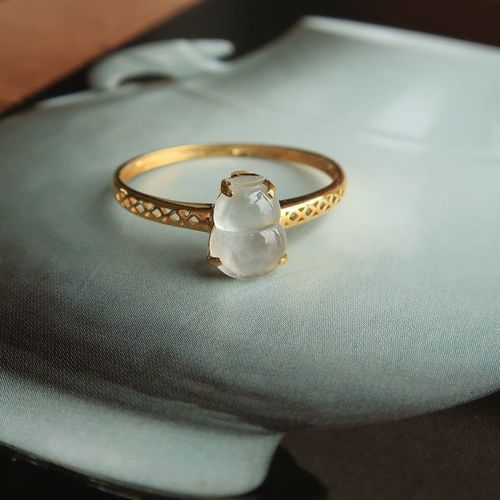 Bague Ajustable En Calcédoine Pour Femme, Gourde De Glace, Design Original, Ouverture Rétro Chinois, Petite Breloque Exquise, Bijoux En Argent