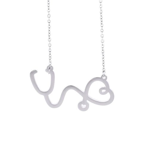 Collier Stéthoscope My Shape, Acier Inoxydable, 316l Argenté, Pendentif Ras Du Cou, Bijoux À La Mode, Cadeau Pour Femmes Et Filles