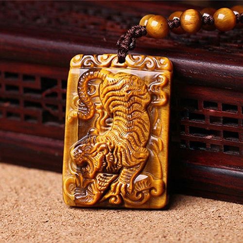 Pendentif En Pierre D'oeil De Tigre Naturelle, Bijoux De Boutique De Mode, Bijoux De Marque En Jade Du Zodiaque Pour Hommes, Collier En Pierre D'oeil De Tigre, Offre Spéciale