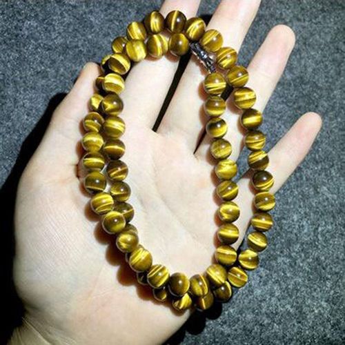 Collier En Pierre Oeil De Tigre Pour Femmes, Chaîne De Pull, Bijoux Boutique De Mode, Pendentif En Feuille De Gourde, Perles 8mm
